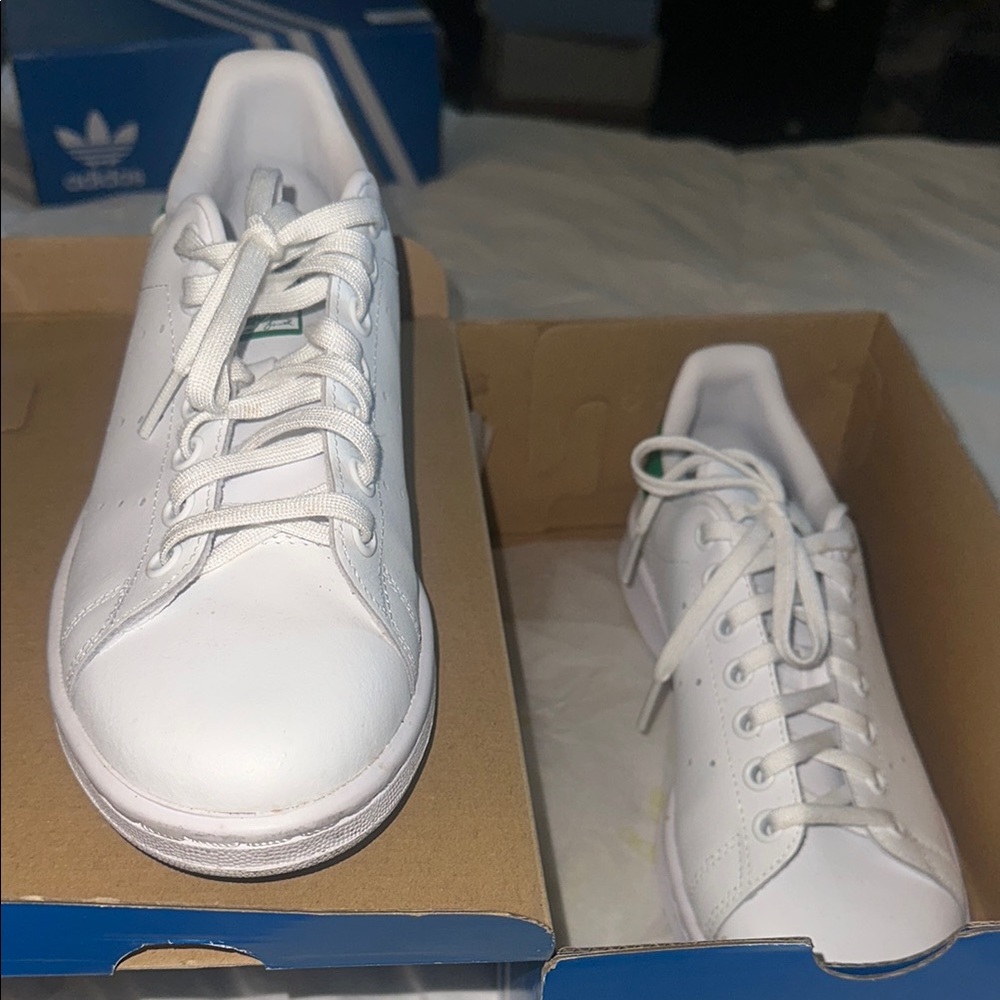 Adidas White and Green Sneakers. Wore one, like brand New